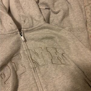 Gray sparkly PINK zip up + sweatpants set